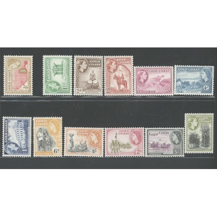 1952-54 Gold Coast , Stanley Gibbons n. 153-64 , Elisabetta II , MNH**