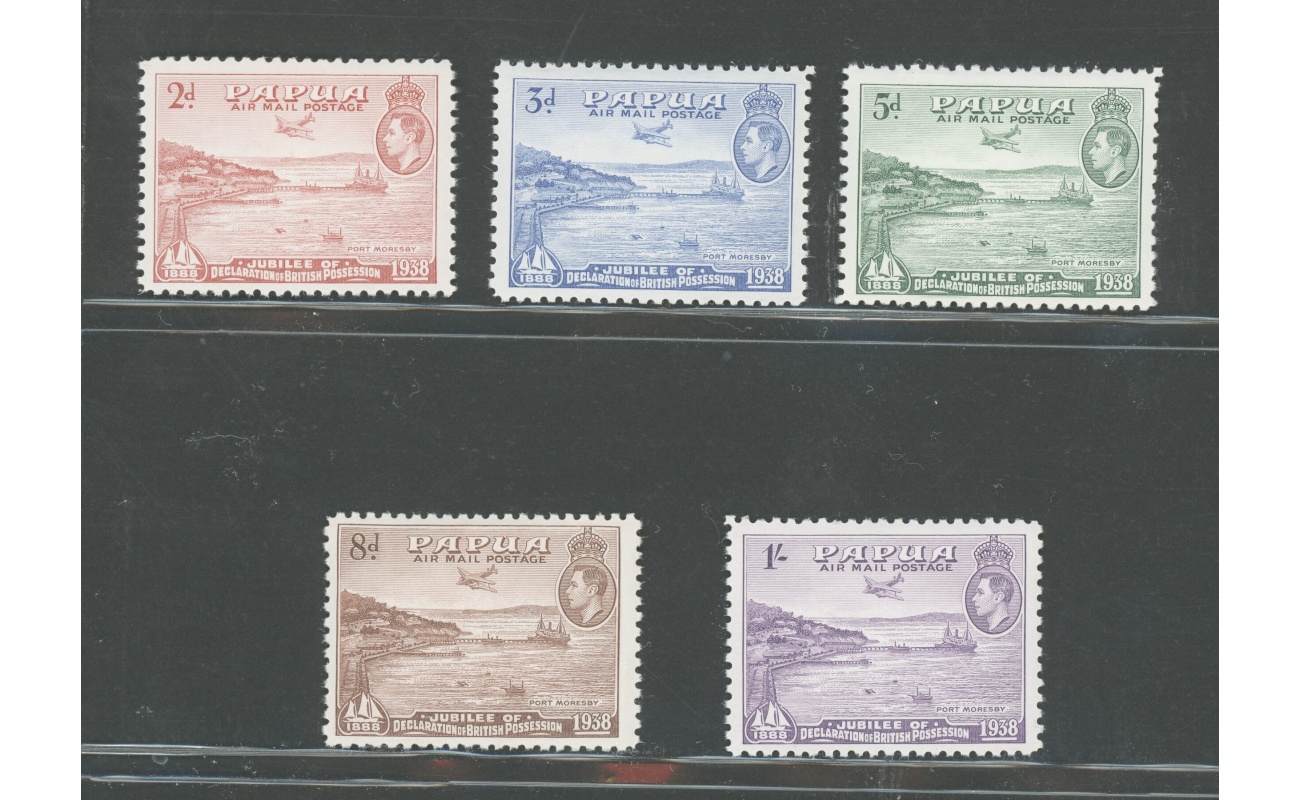 1938 Papua  - Stanley Gibbons n. 158-62 - 50° Anniversario Possesso Britannico  - 5 valori - MNH**