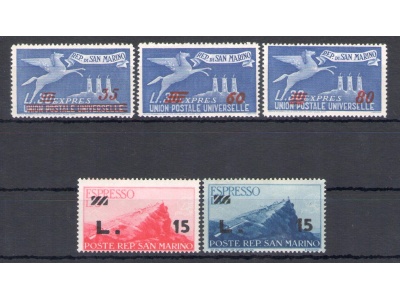 1947-48 San Marino - Espressi - n. 16-20 - 5 valori - MNH**