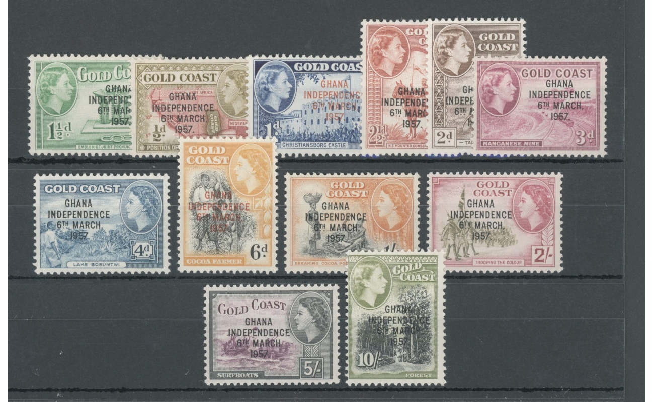 1957-58 Ghana , Stanley Gibbons n. 170-81 , Serie di 12 valori , MNH**