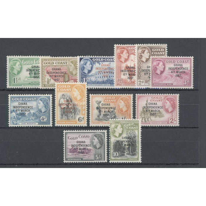 1957-58 Ghana , Stanley Gibbons n. 170-81 , Serie di 12 valori , MNH**