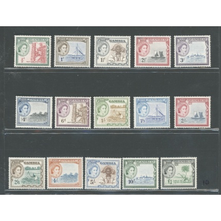 1953-59 Gambia - Stanley Gibbons n. 171-85 - Regina Elisabetta II - Incoronazione - Serie di 15 valori - MNH**