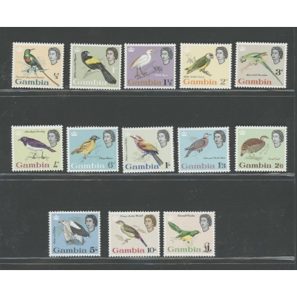 1963 Gambia - Stanley Gibbons n. 193-205 - Regina Elisabetta II - Uccelli - Serie di 13 valori - MNH**