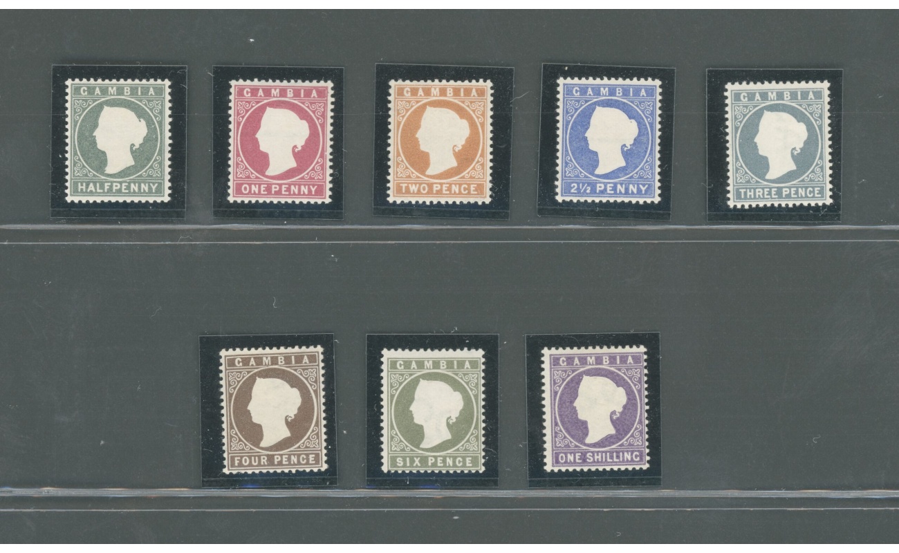 1886-93 Gambia - Stanley Gibbons n. 21-35 - Regina Vittoria - watermark Crown CA - 8 valori - MH*