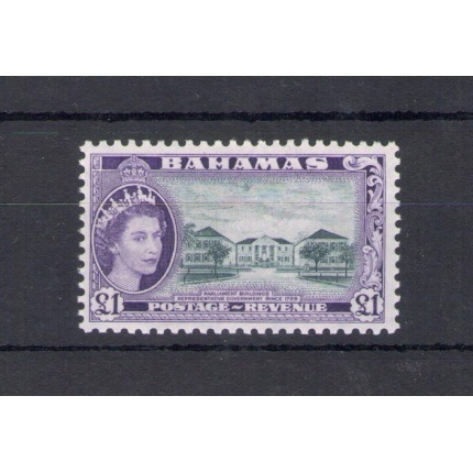 1954 BAHAMAS , Regina Elisabetta , 1 £ slate black and violet , Stanley Gibbons n.  216 - MNH**