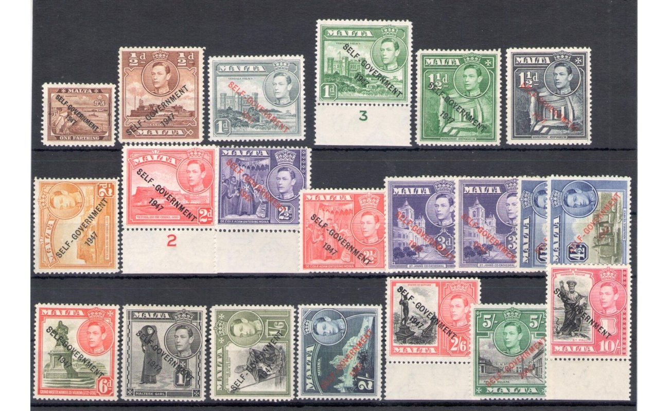 1948-53 MALTA , Stanley Gibbons n. 234-48 , New Costitution - Self Governement - MNH**