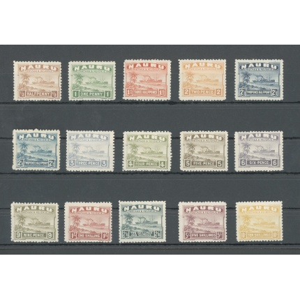 1924-48 Nauru - Australian Mandate - Stanley Gibbons n. 26A-39A - serie di 14 valori - Carta Bianca - MLH* - MNH** (10 Scellini)