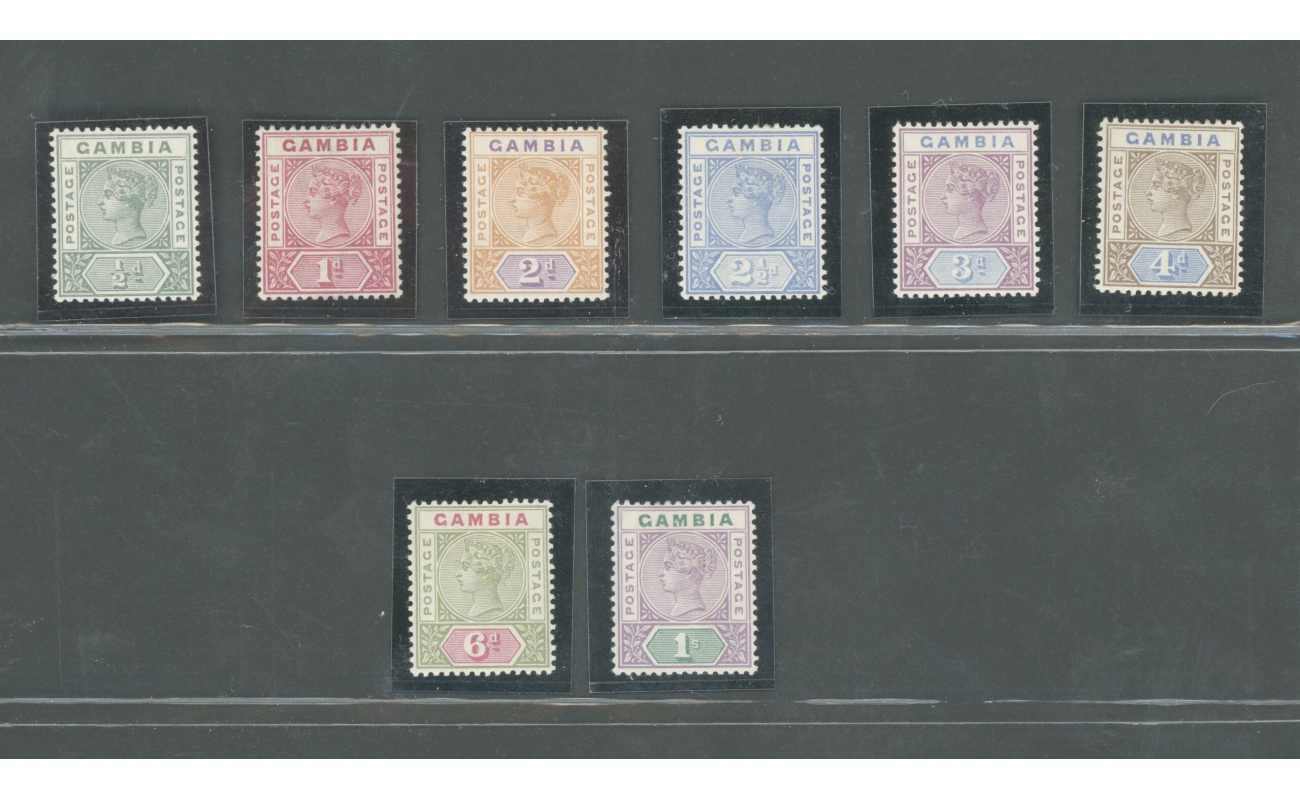 1898 Gambia - Stanley Gibbons n. 37-44 - Regina Vittoria - watermark Crown CA - 8 valori - MH*