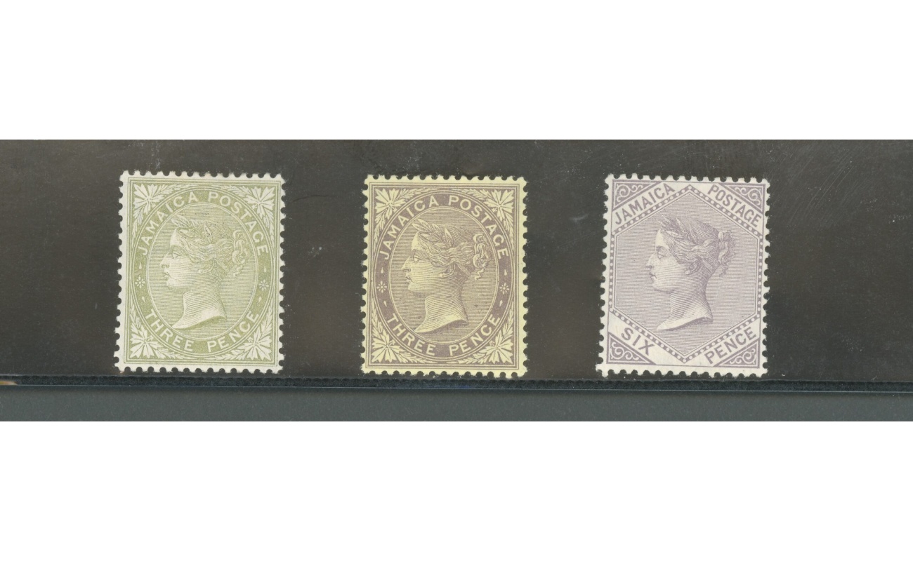 1905-11 JAMAICA - Stanley Gibbons n. 46- 47 - 52 - watermark Mult Crown CA - MH*