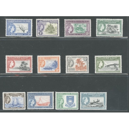 1956-62 Gilbert & Ellice Islands , Stanley Gibbons n. 64-75 , Serie di 12 valori , MNH**