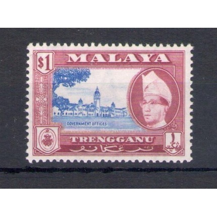 1957-63 Malaysian States - Trengganu - Stanley Gibbons n. 97 - 1$ ultramarine and reddish purple - MNH**
