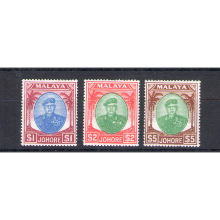 1949-55 Malaysian States - Johore - Stanley Gibbons n. 145-146-147 - Sultan Sir Ibrahim - 1$ - 2$ - 5$ - MH*