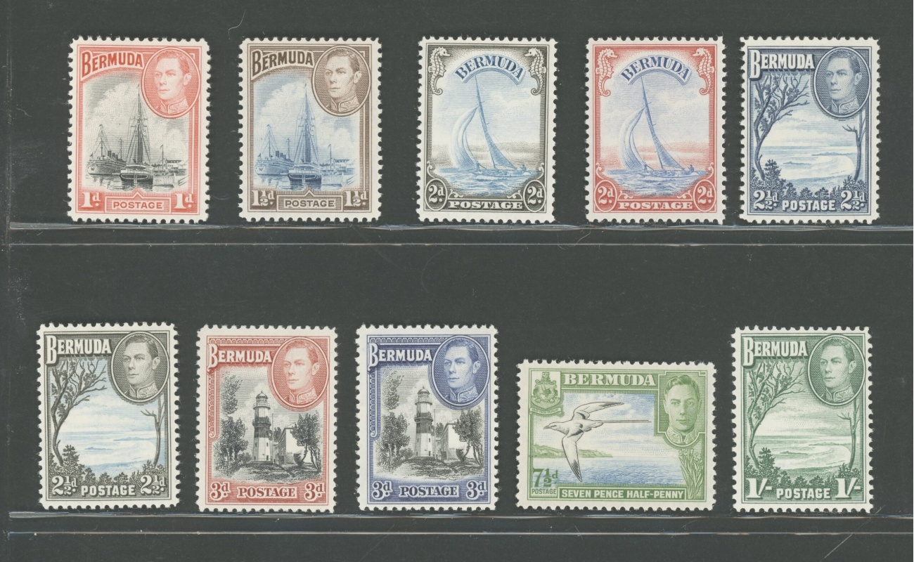 1938-52 BERMUDA, Stanley Gibbons n. 110-115 - serie di 10 valori - MNH**