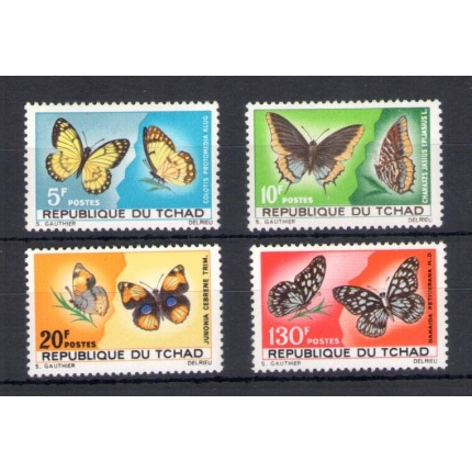 1967 Tchad Repubblica , Farfalle - Yvert n. 137-40 - 4 valori - MNH**