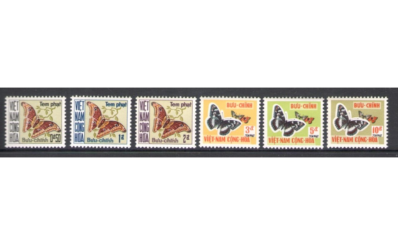 1968 Vietnam del Nord , Tasse - Farfalle - Yvert n. 15-20 - 6 valori - MNH**