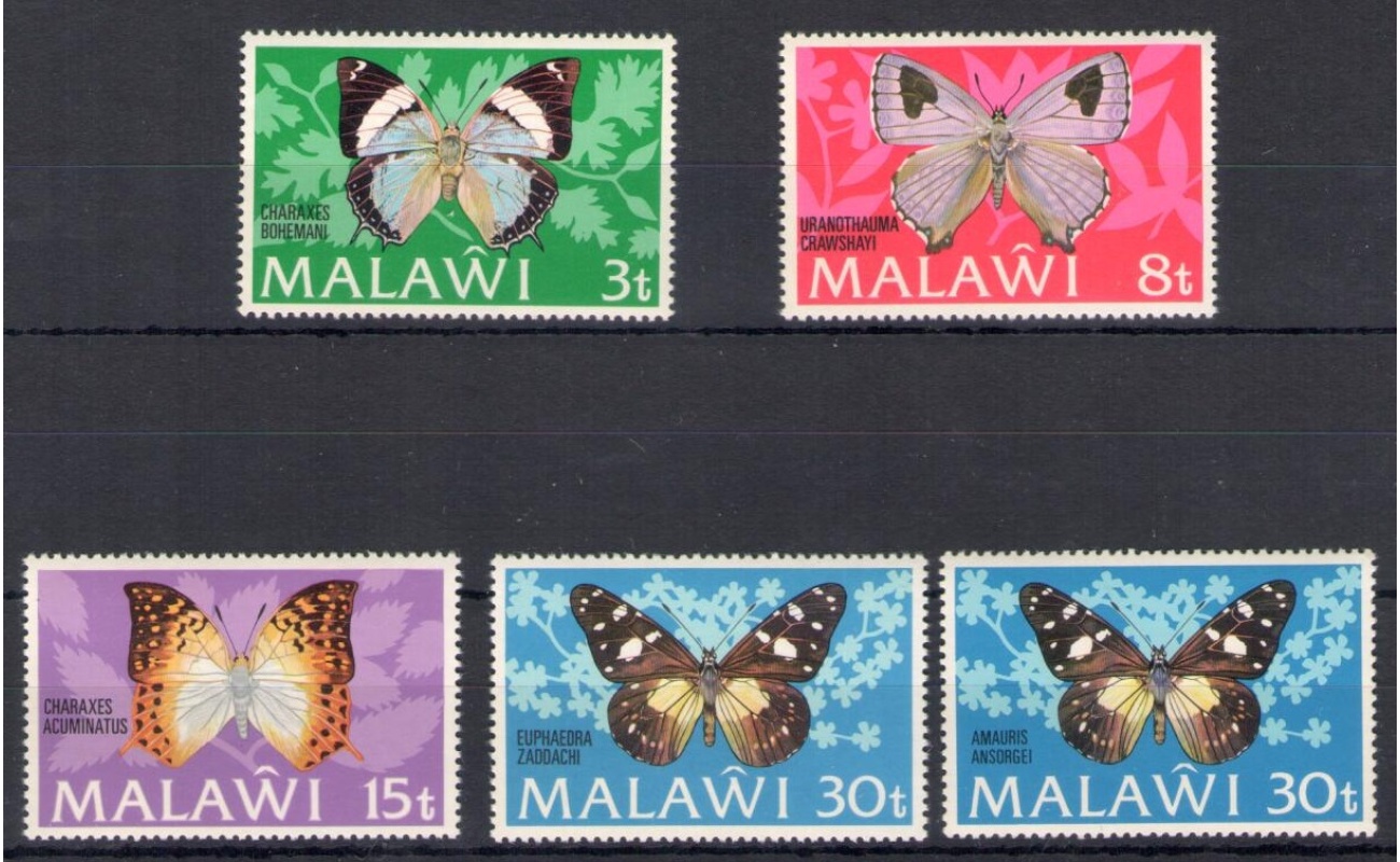 1973 Malawi , Farfalle - Yvert n. 195-99 - 5 valori - MNH**