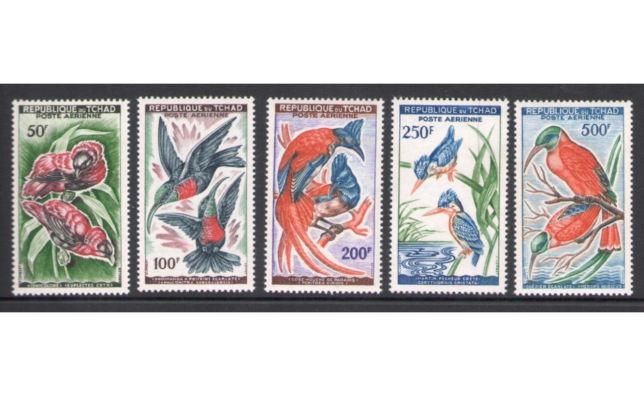 1961-63 Tchad Repubblica - Catalogo Yvert Posta Aerea n. 2-6 - Uccelli - 5 valori - MNH**