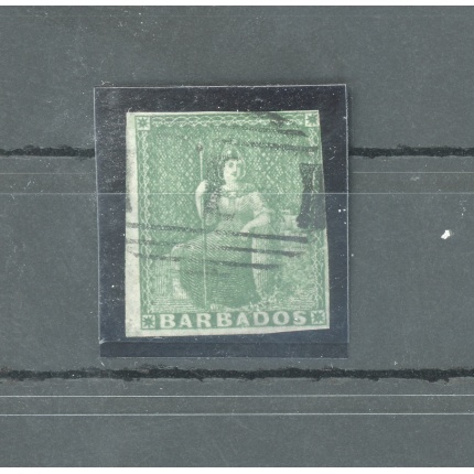 1852-55 BARBADOS, Stanley Gibbons n. 2 - 1/2 d. deep green - Usato