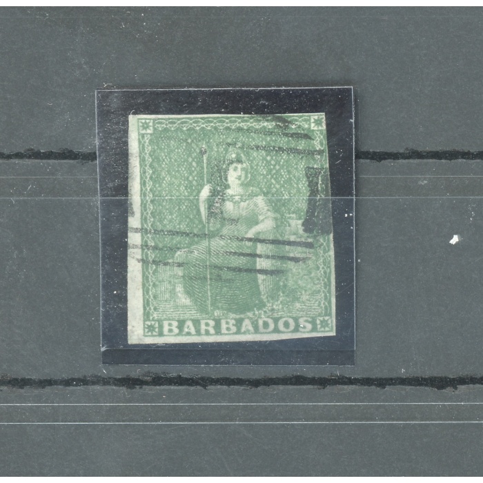 1852-55 BARBADOS, Stanley Gibbons n. 2 - 1/2 d. deep green - Usato