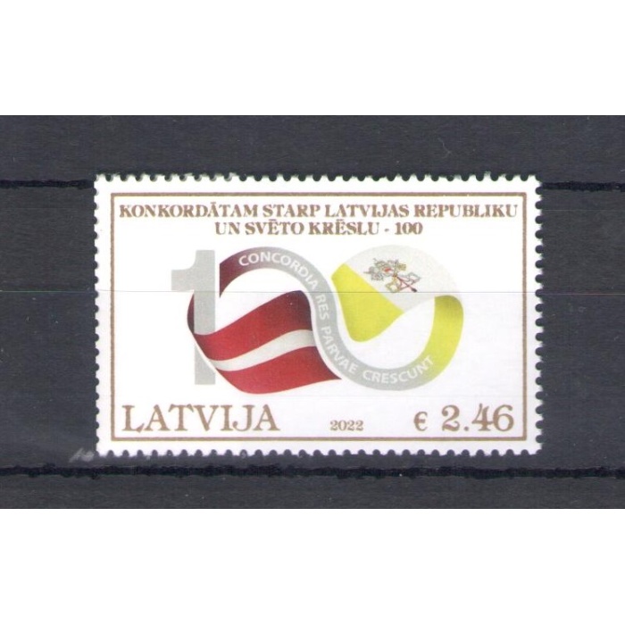 2022 Lettonia - Centenario Concordato - Emissione Congiunta con Vaticano - 1 valore - MNH**