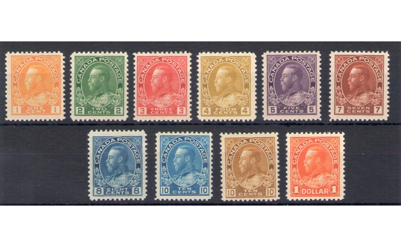 1922-31 CANADA - SG 246/255 serie di 10 valori MH*- 1 $ MNH**