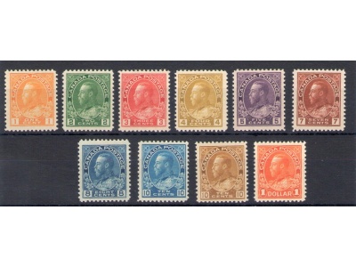 1922-31 CANADA - SG 246/255 serie di 10 valori MH*- 1 $ MNH**