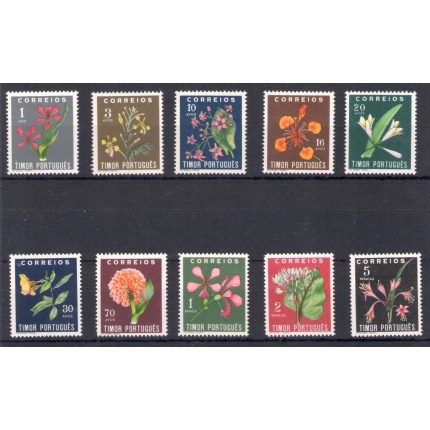 1950 Timor Portugues - Catalogo Yvert n. 269-78  - Fiori - 10 valori  MNH**