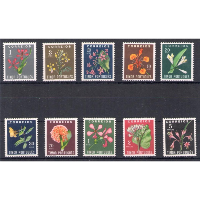 1950 Timor Portugues - Catalogo Yvert n. 269-78  - Fiori - 10 valori  MNH**