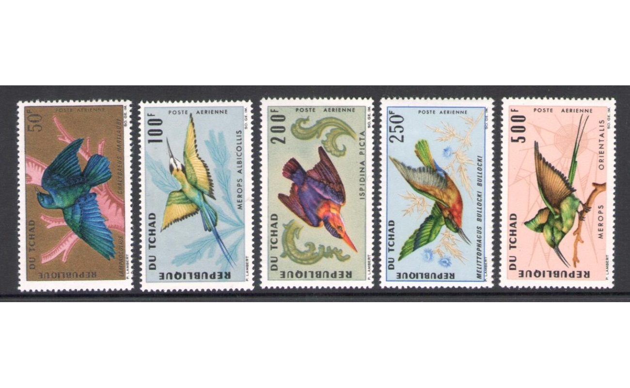 1966-67 Tchad Repubblica - Catalogo Yvert Posta Aerea n. 30-34 - Uccelli - 5 valori - MNH**