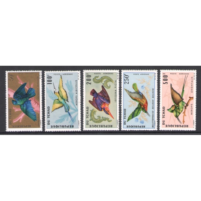 1966-67 Tchad Repubblica - Catalogo Yvert Posta Aerea n. 30-34 - Uccelli - 5 valori - MNH**