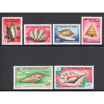 1962 Cote Francaise des Somalis - Catalogo Yvert n. 311-14 + Posta Aerea n. 31-32 - Conchiglie - 6 valori - MNH**