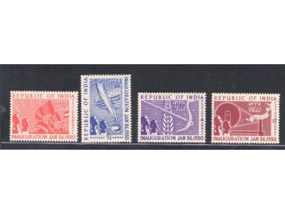 1950 INDIA - Inaugurazione della Repubblica , Stanley Gibbons n. 329-32 , serie di 4 valori , MNH **