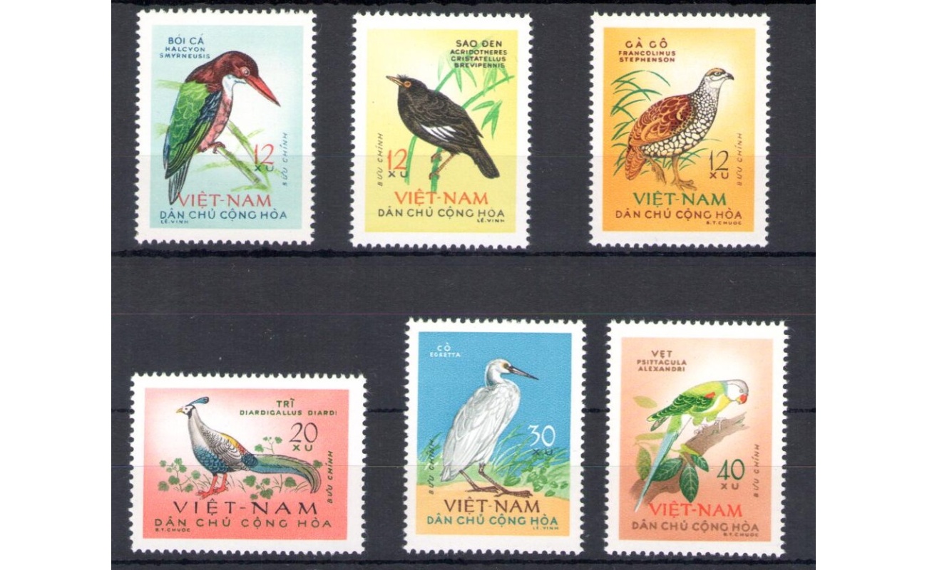 1963 Vietnam del Nord - Yvert  n. 333-38 - Uccelli - 6 valori - MNH**