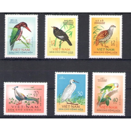 1963 Vietnam del Nord - Yvert  n. 333-38 - Uccelli - 6 valori - MNH**