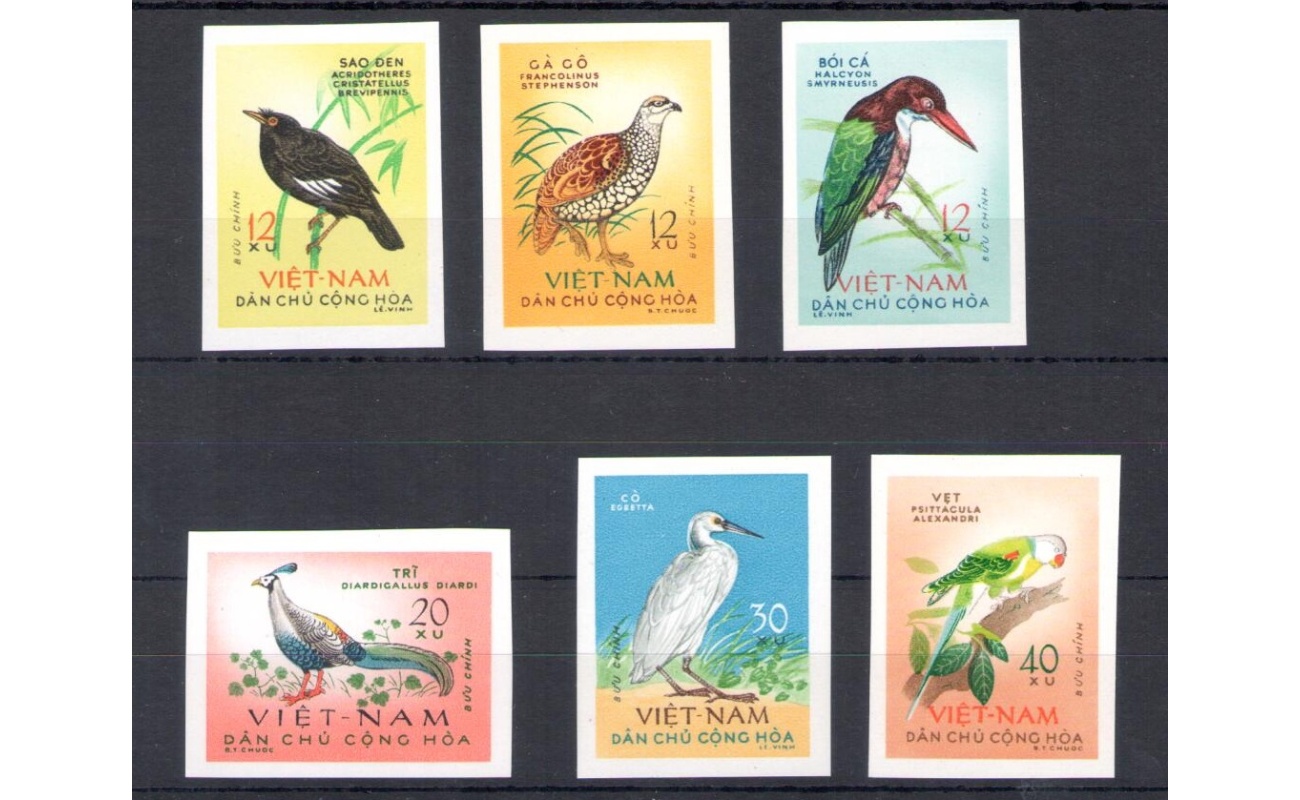 1963 Vietnam del Nord - Yvert  n. 333-38 - Uccelli Non Dentellati - 6 valori - MNH**