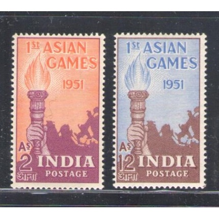 1951 INDIA - Primi Giochi Asiatici , Stanley Gibbons n. 335-36 , serie di 2valori , MNH **