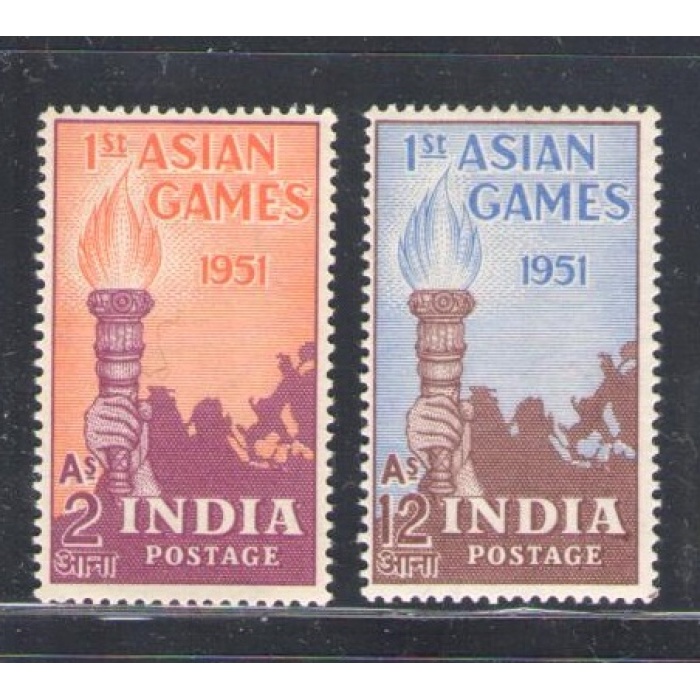 1951 INDIA - Primi Giochi Asiatici , Stanley Gibbons n. 335-36 , serie di 2valori , MNH **