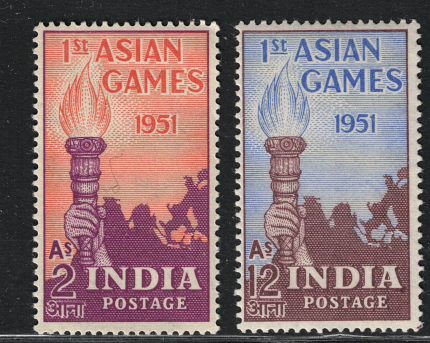 1951 INDIA, Giochi Asiatici, Stanley Gibbons # 335-36, serie di 2 valori, MNH**
