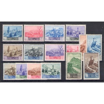1949-50 SAN MARINO n° 342-355 Serie Completa Paesaggi 6 valori MH* Linguellata