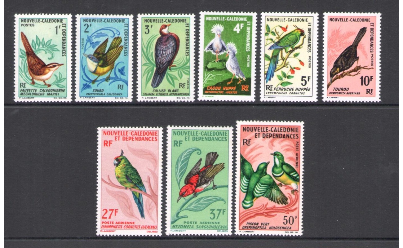 1966-68 Nouvelle Caledonie - Catalogo Yvert n. 345-50 + Posta Aerea n. 88-90  - Uccelli - 9 valori  MNH**