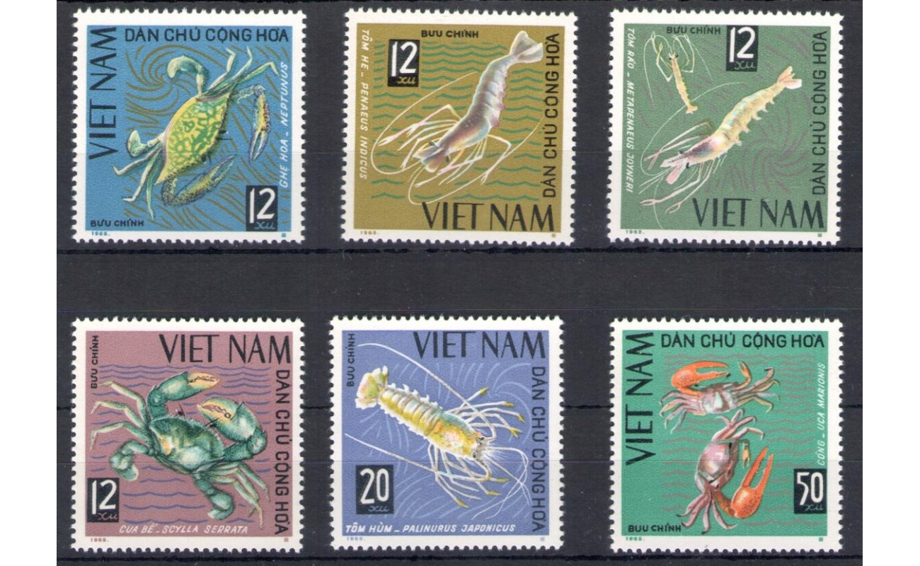 1965 Vietnam del Nord - Yvert n. 442-47 - Crostacei - 6 valori - MNH**