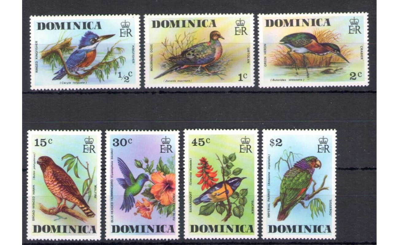 1976 Dominica , Uccelli - Yvert n. 478-84 - 7 valori - MNH**