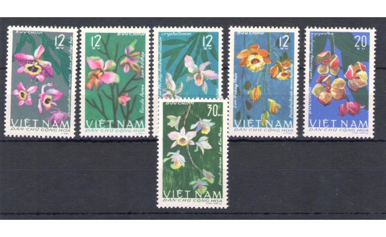 1966 Vietnam del Nord - Yvert n. 482-87 - Fiori - 6 valori - MNH**
