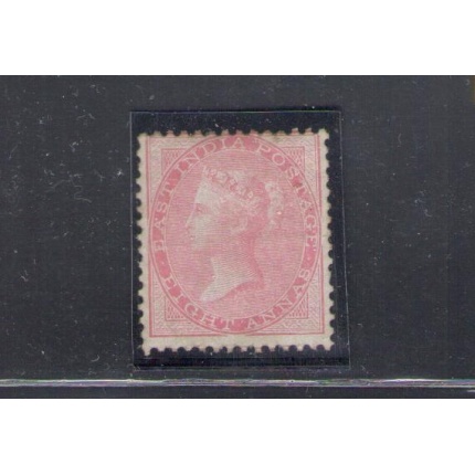 1856-64 India - Stanley Gibbson n. 49 - Regina Vittoria - 8 Anna pale carmine- MH* - Sign A. Diena