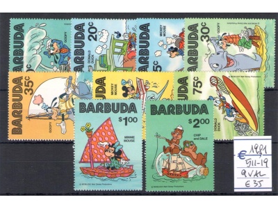 1981 Barbuda , Mickey Mouse - Yvert n. 511-19 - 9 valori - MNH**