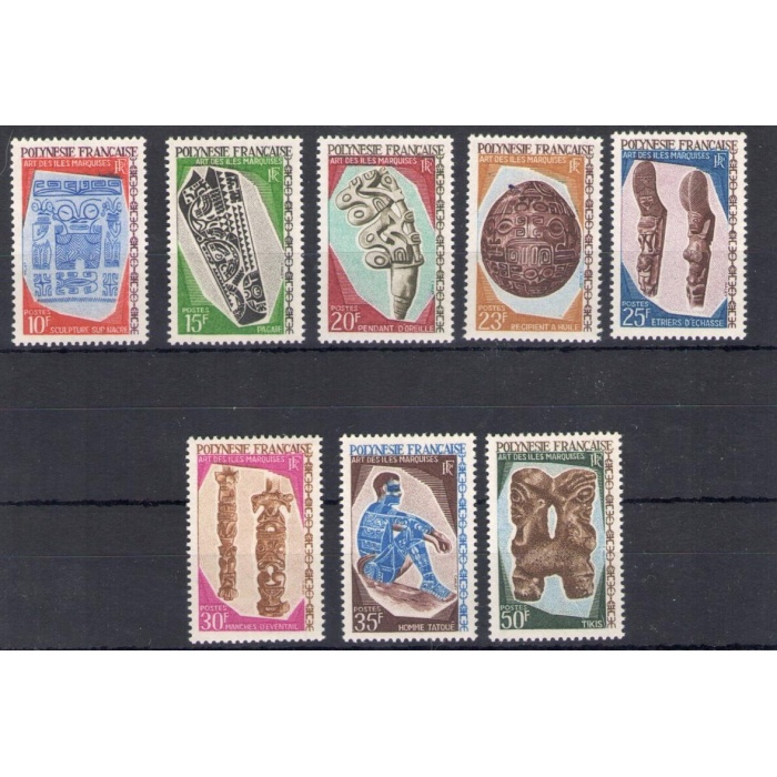 1968 Polynesie Francaise , Yvert n. 52-59 - Arte Isole Marquises - 8 valori - MNH**