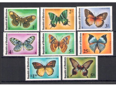 1975 Maldive Repubblica , Farfalle - Yvert n. 557-64 - 8 valori - MNH**