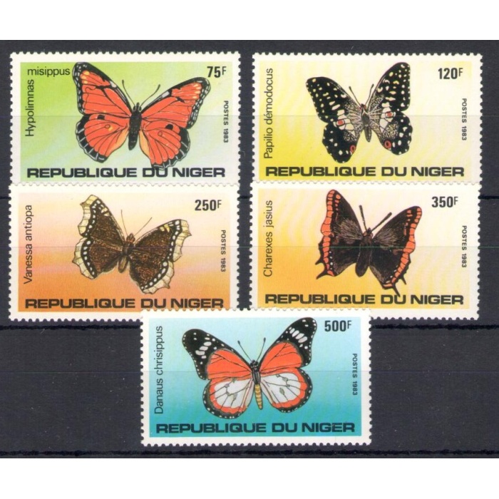 1983 Niger Repubblica , Farfalle - Yvert n. 625-29 - 5 valori - MNH**