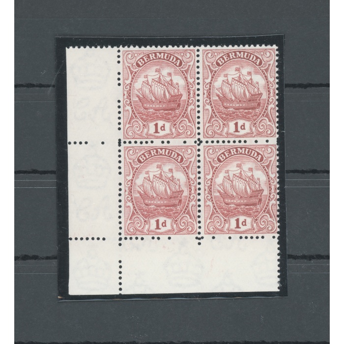 1922-34 BERMUDA, Stanley Gibbons n. 78 - 1d. scarlet - Blocco di Quattro  - MNH**