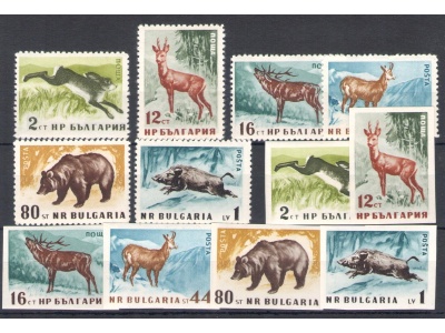 1958 Bulgaria - Catalogo Yvert n. 921-26  - La serie dentellata e la serie Non Dentellata - Animali Diversi - 12 valori - MNH**